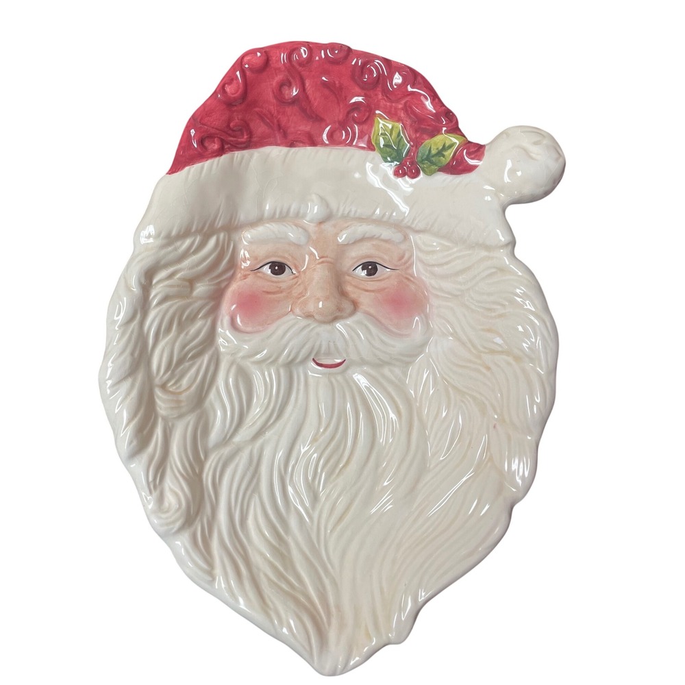 Elements Holiday Santa Face Glass Bowl
